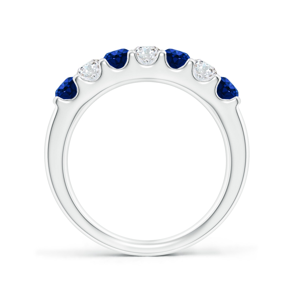 3.1mm AAAA Shared Prong Sapphire and Diamond Half Eternity Band in P950 Platinum Side-1