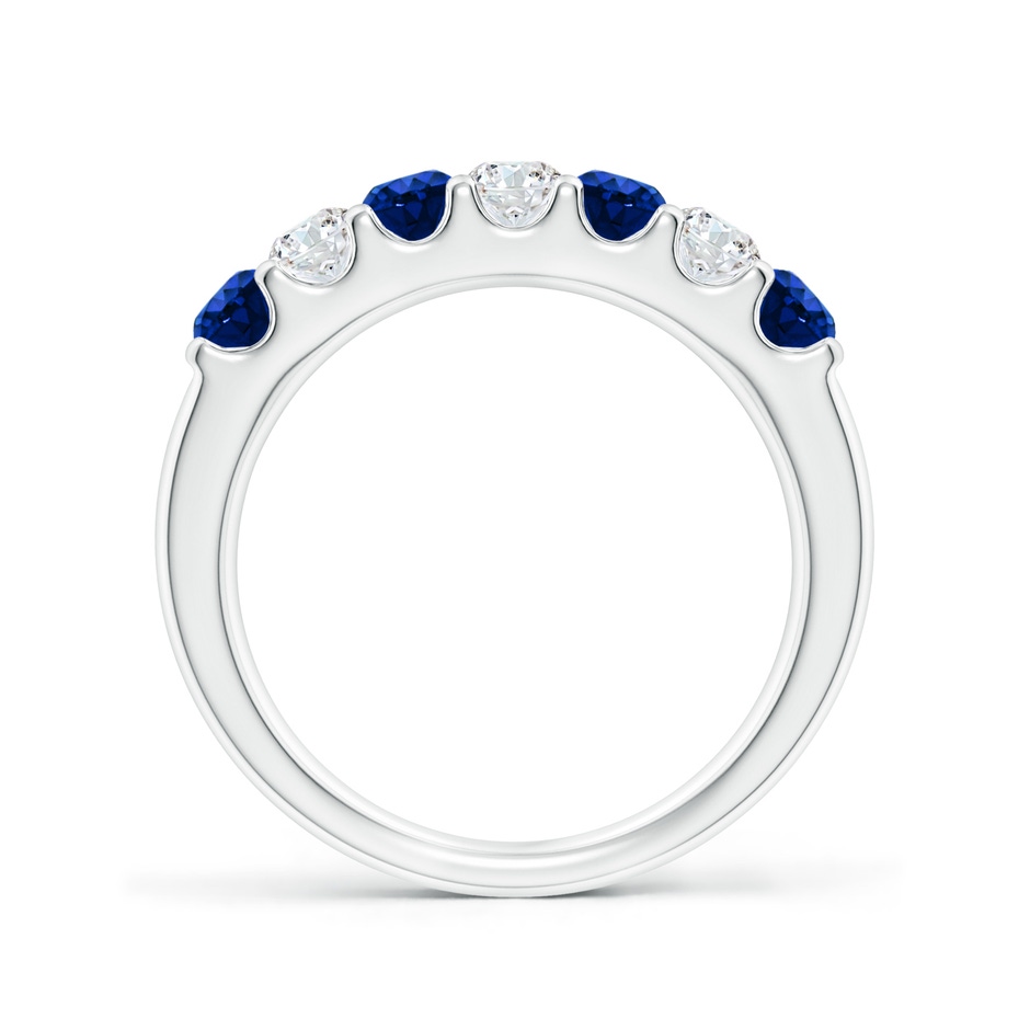 3.1mm AAAA Shared Prong Sapphire and Diamond Half Eternity Ring in P950 Platinum side 199