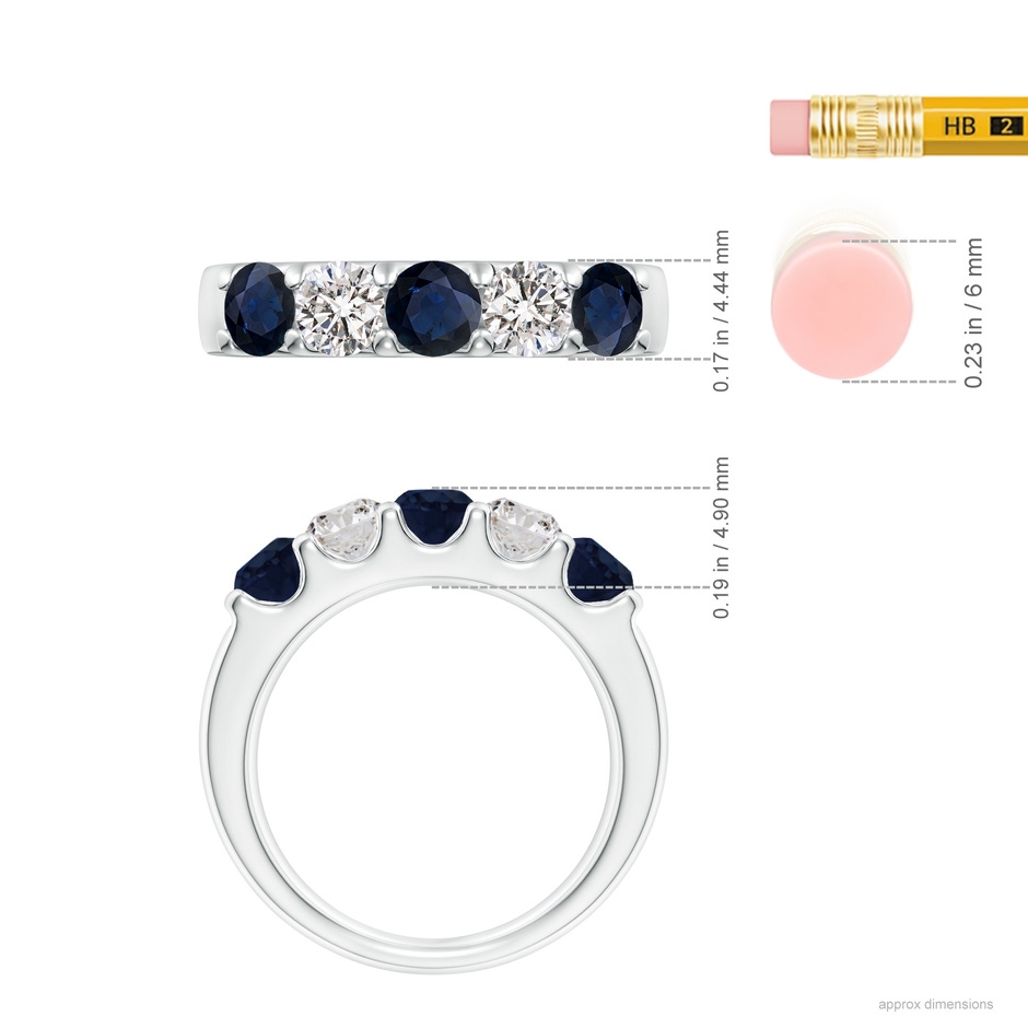 4.2mm A Shared Prong Sapphire and Diamond Half Eternity Ring in White Gold ruler