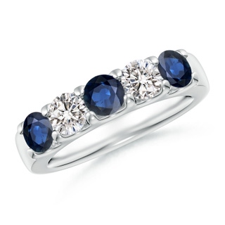 4.2mm AA Shared Prong Sapphire and Diamond Half Eternity Band in P950 Platinum