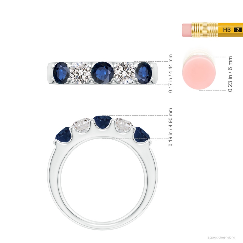 4.2mm AA Shared Prong Sapphire and Diamond Half Eternity Ring in P950 Platinum ruler