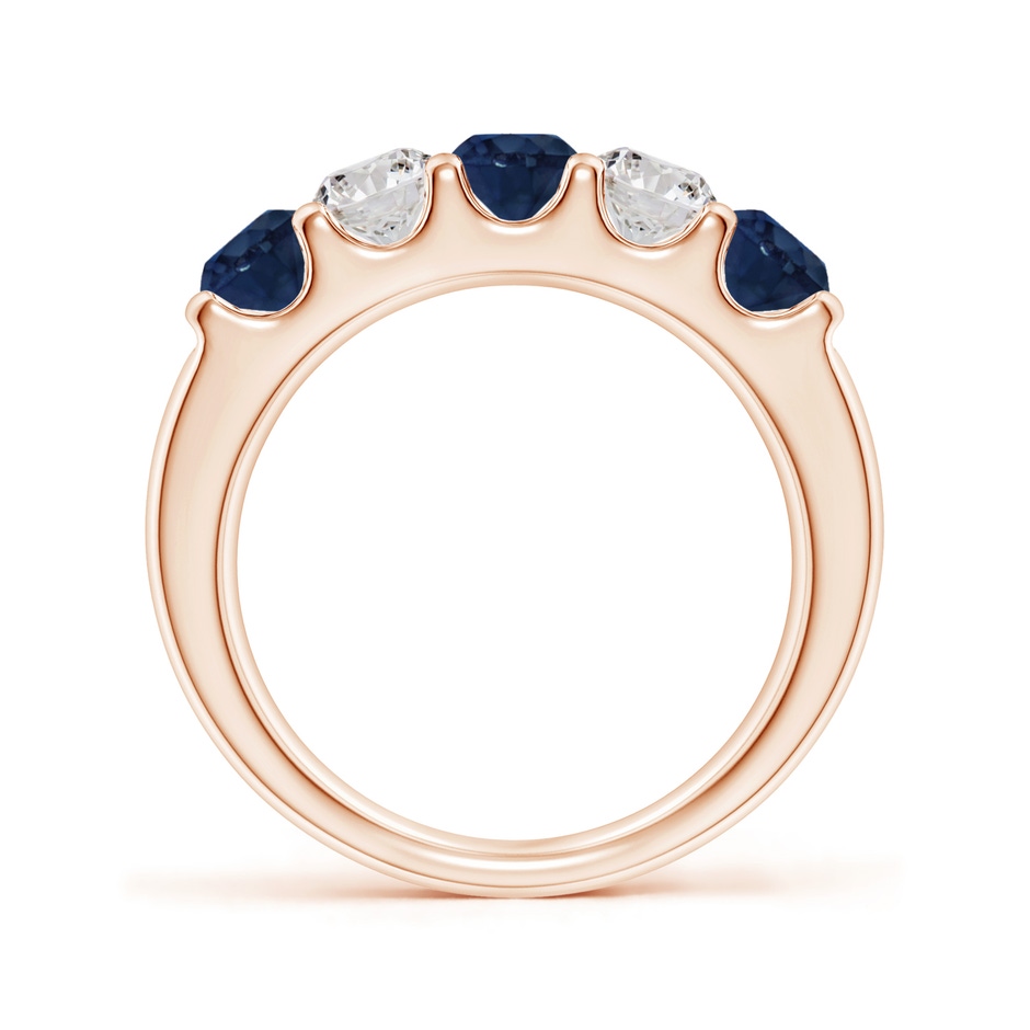 4.2mm AA Shared Prong Sapphire and Diamond Half Eternity Ring in Rose Gold side 199