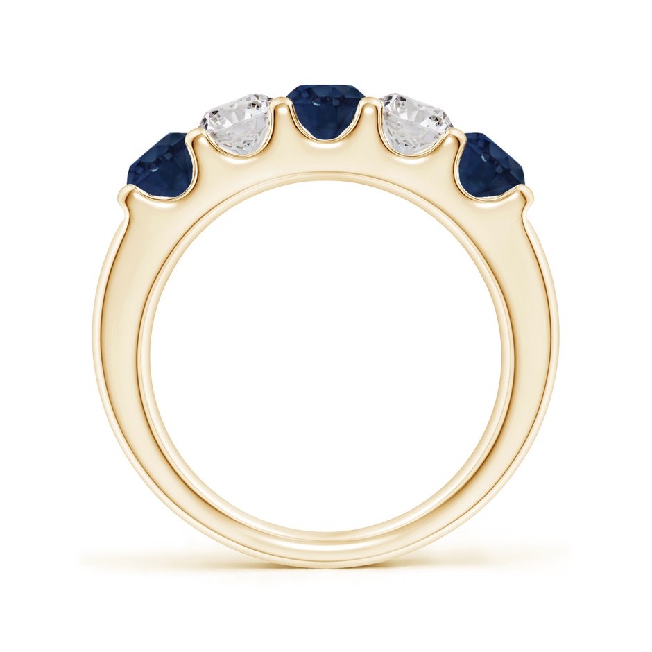 4.2mm AA Shared Prong Sapphire and Diamond Half Eternity Ring in Yellow Gold side 199