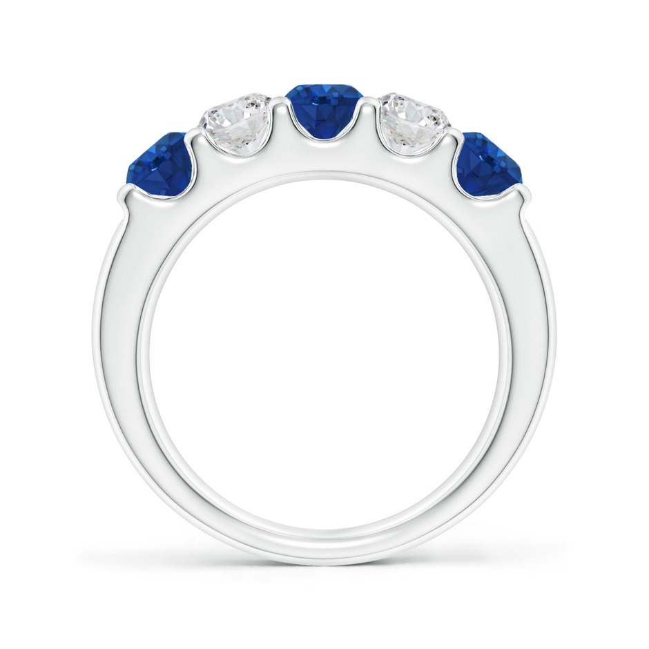 4.2mm AAA Shared Prong Sapphire and Diamond Half Eternity Ring in P950 Platinum side 199
