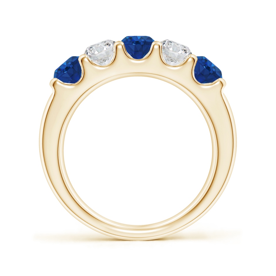 4.2mm AAA Shared Prong Sapphire and Diamond Half Eternity Ring in Yellow Gold side 199