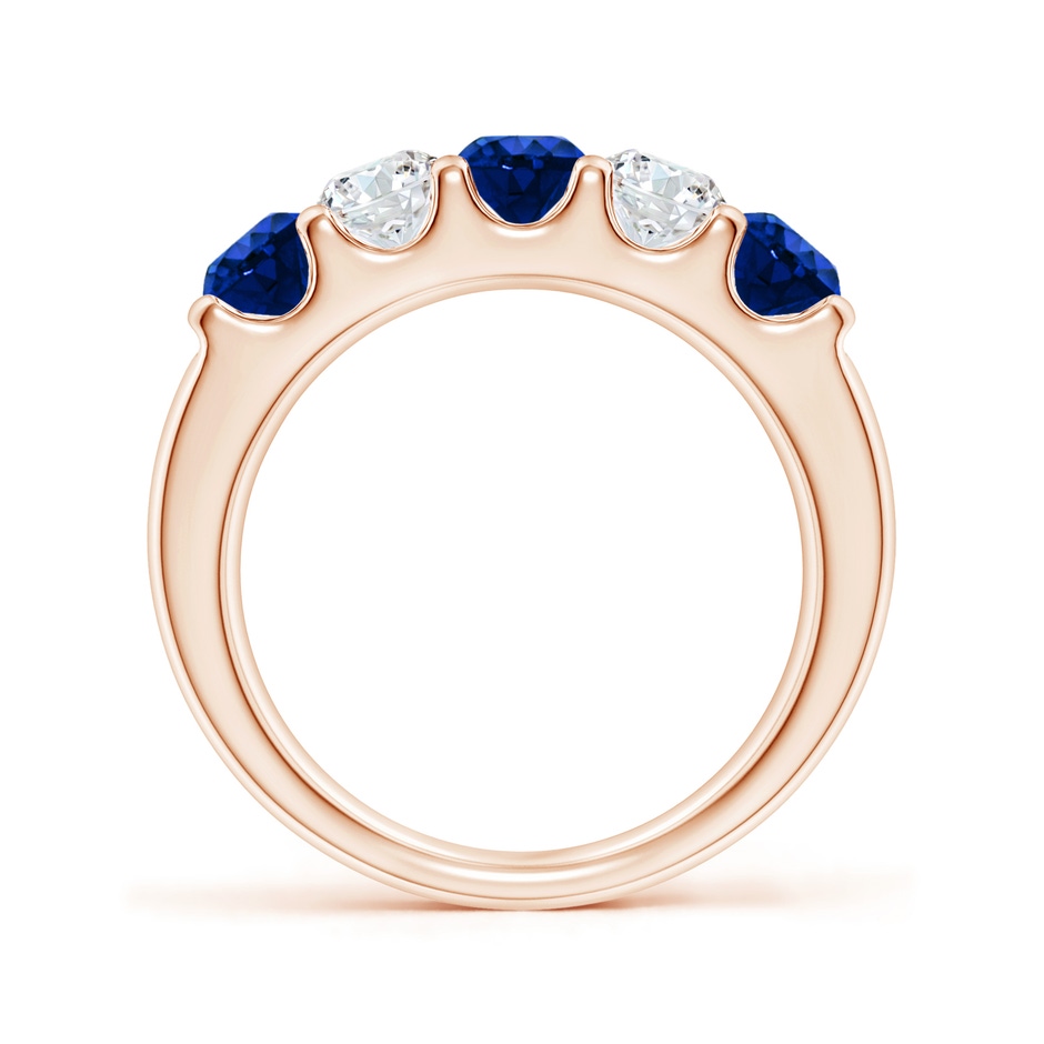 4.2mm AAAA Shared Prong Sapphire and Diamond Half Eternity Ring in Rose Gold side 199