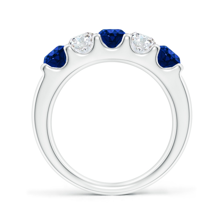 4.2mm AAAA Shared Prong Sapphire and Diamond Half Eternity Ring in White Gold side 199