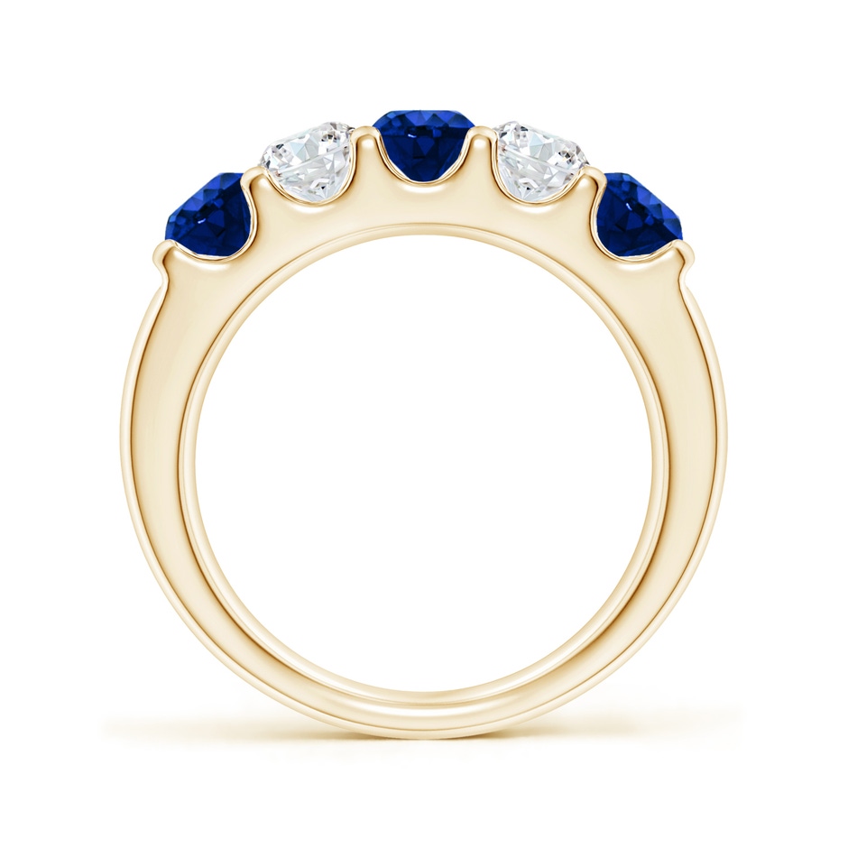 4.2mm AAAA Shared Prong Sapphire and Diamond Half Eternity Ring in Yellow Gold side 199