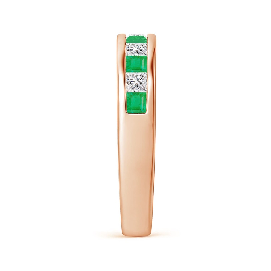 2.4mm A Channel Square Emerald and Diamond Half Eternity Ring in Rose Gold side 299