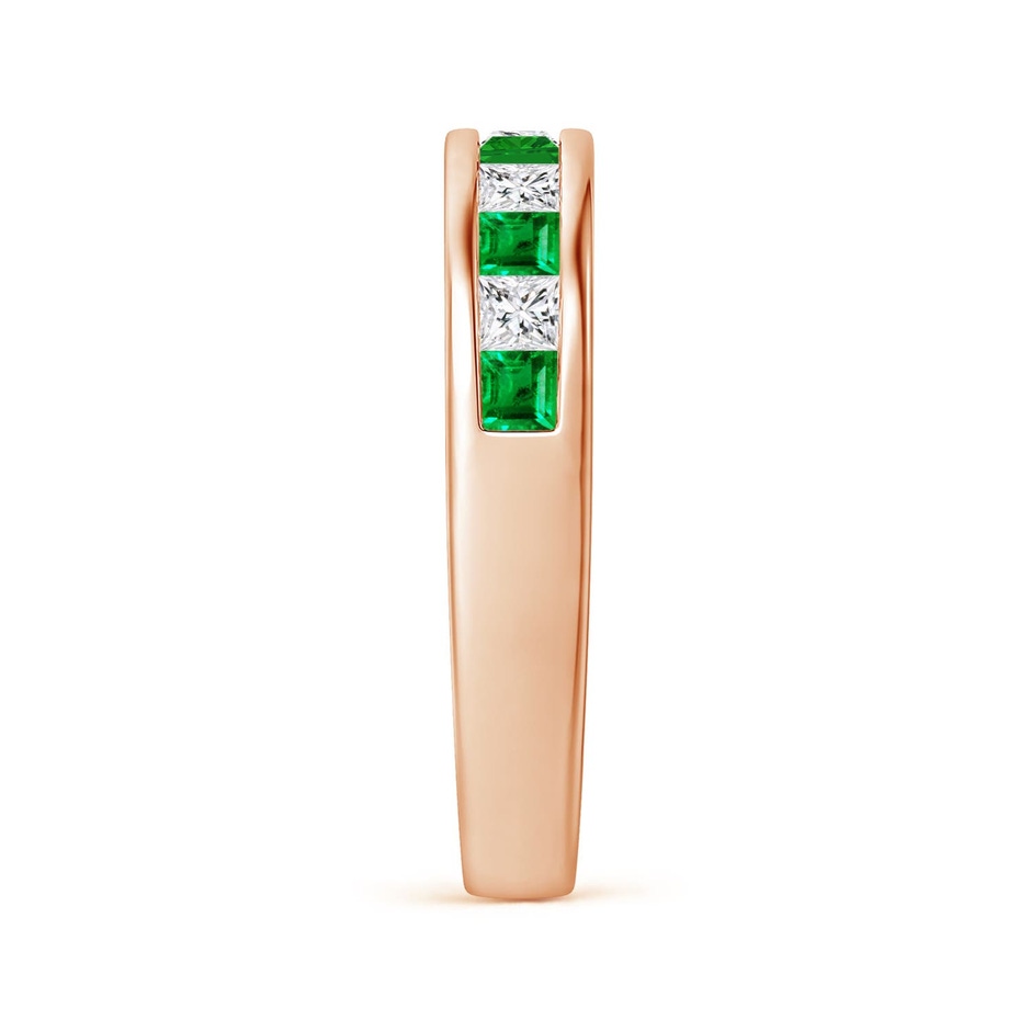 2.4mm AAA Channel Square Emerald and Diamond Half Eternity Ring in Rose Gold side 299