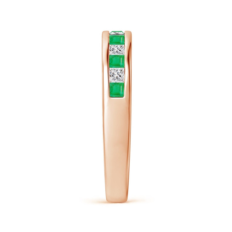 2mm A Channel Square Emerald and Diamond Half Eternity Ring in Rose Gold side 299