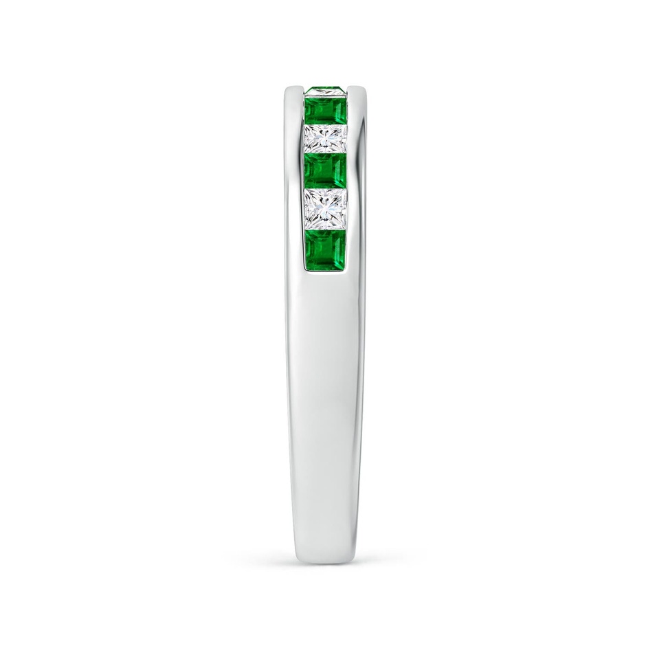 2mm AAAA Channel Square Emerald and Diamond Half Eternity Ring in P950 Platinum side 299
