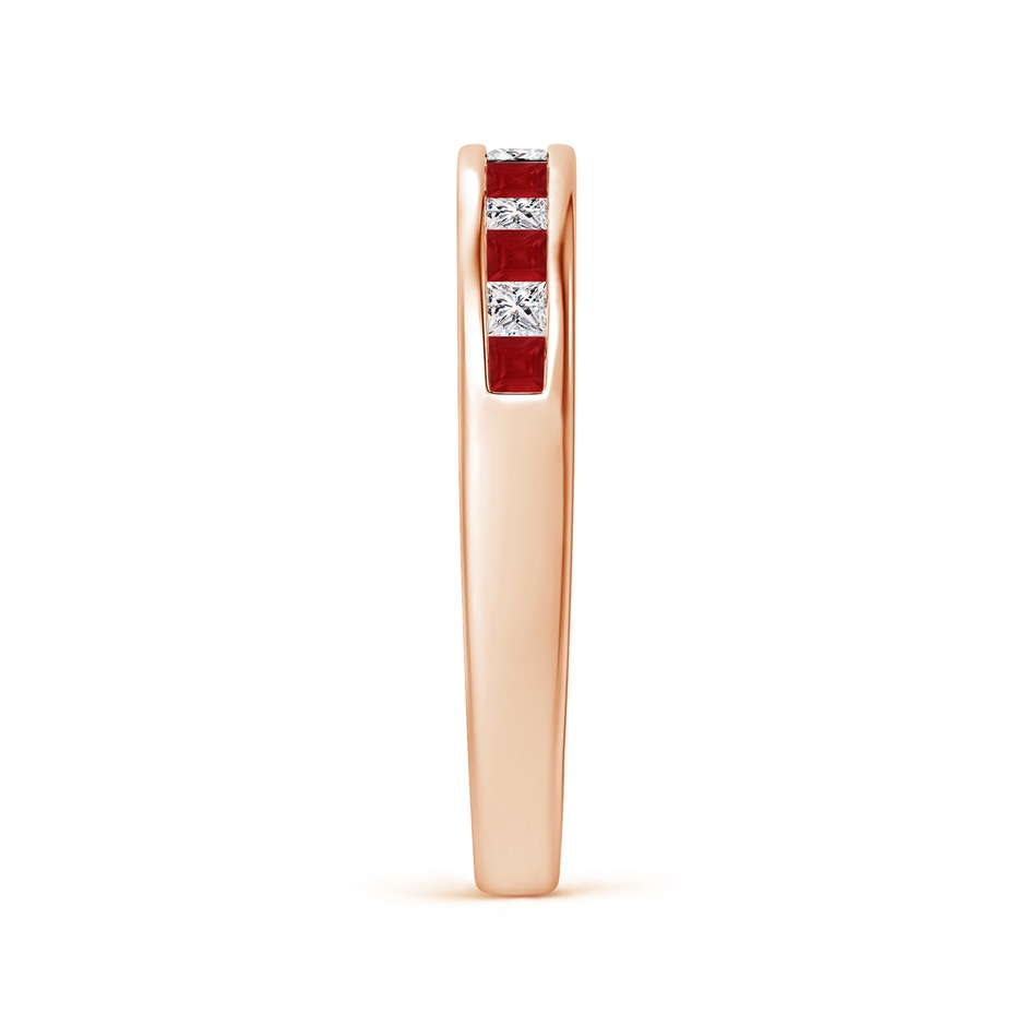 1.8mm AA Channel Square Ruby and Diamond Half Eternity Ring in Rose Gold side 299