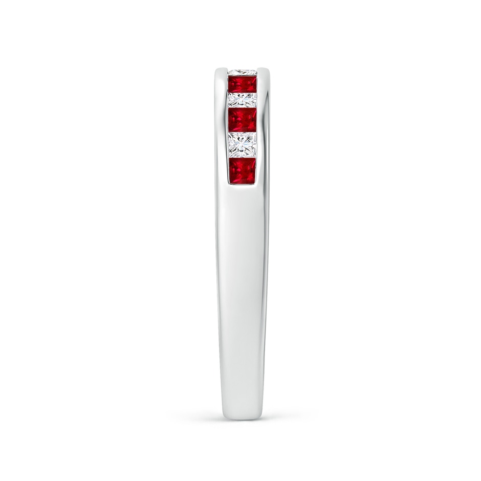 1.8mm AAAA Channel Square Ruby and Diamond Half Eternity Ring in 18K White Gold side 299