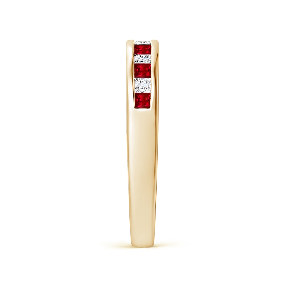 1.8mm AAAA Channel Square Ruby and Diamond Half Eternity Ring in Yellow Gold side 299