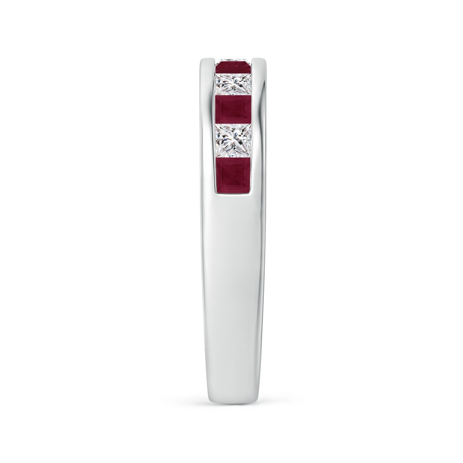 2.4mm A Channel Square Ruby and Diamond Half Eternity Ring in White Gold side 299
