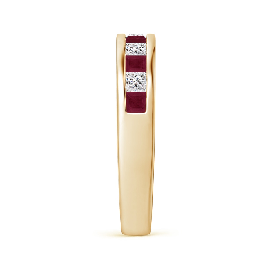 2.4mm A Channel Square Ruby and Diamond Half Eternity Ring in Yellow Gold side 299