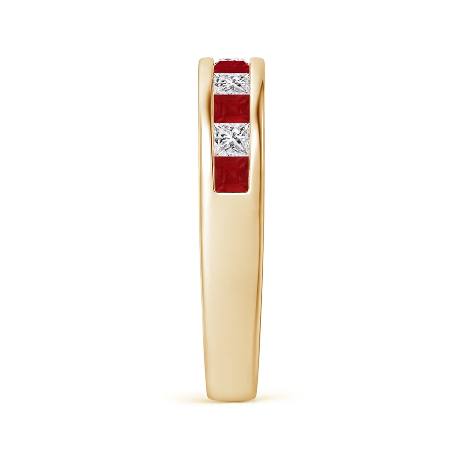 2.4mm AA Channel Square Ruby and Diamond Half Eternity Ring in 18K Yellow Gold side 299