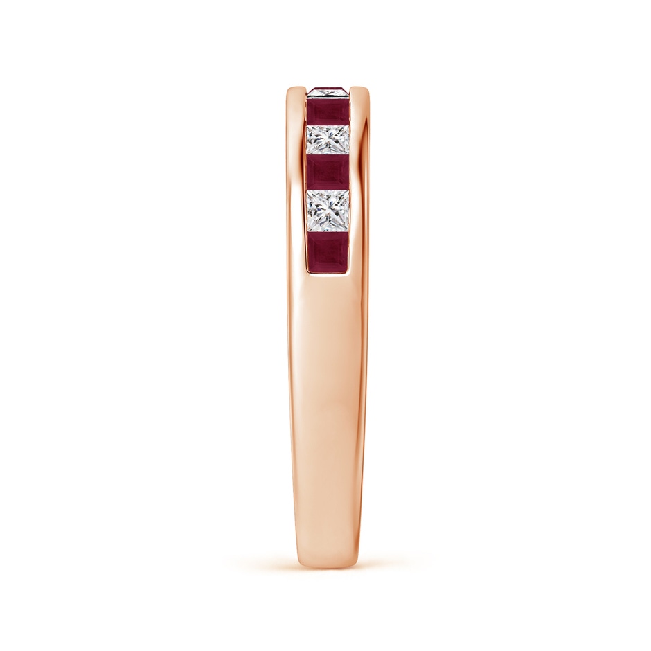 2mm A Channel Square Ruby and Diamond Half Eternity Ring in Rose Gold side 299
