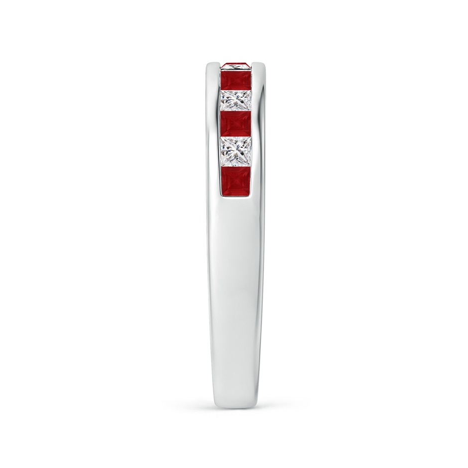 2mm AA Channel Square Ruby and Diamond Half Eternity Ring in White Gold side 299