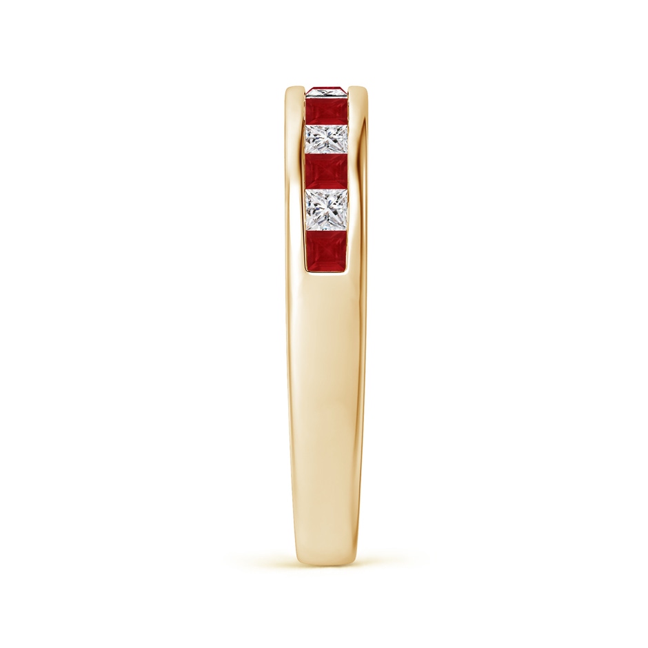 2mm AA Channel Square Ruby and Diamond Half Eternity Ring in Yellow Gold side 299