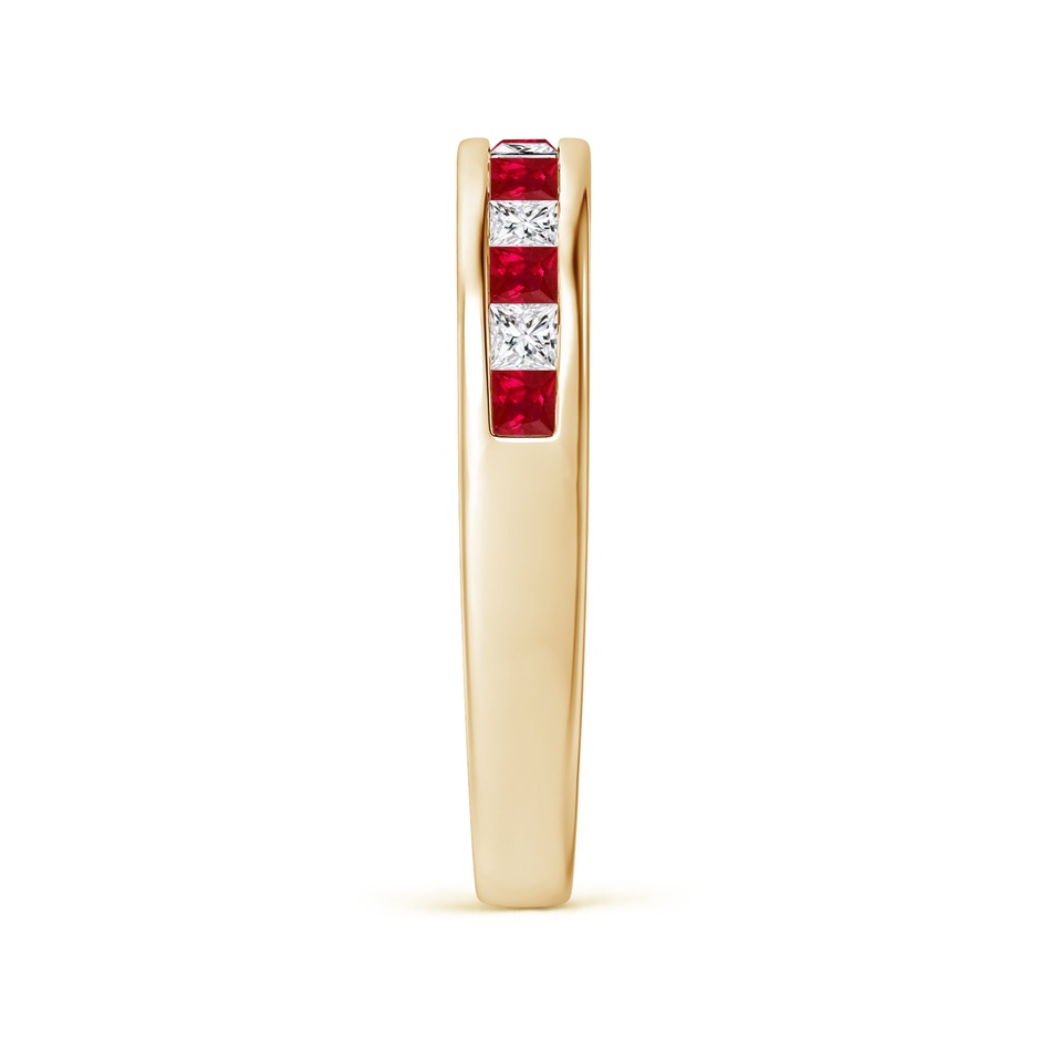 2mm AAA Channel Square Ruby and Diamond Half Eternity Ring in Yellow Gold side 299