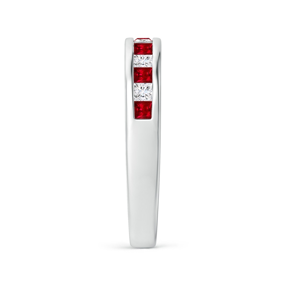 2mm AAAA Channel Square Ruby and Diamond Half Eternity Ring in White Gold side 299
