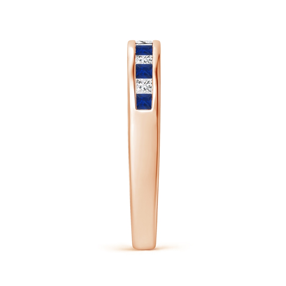 1.8mm AAA Channel Square Sapphire and Diamond Half Eternity Ring in Rose Gold side 299