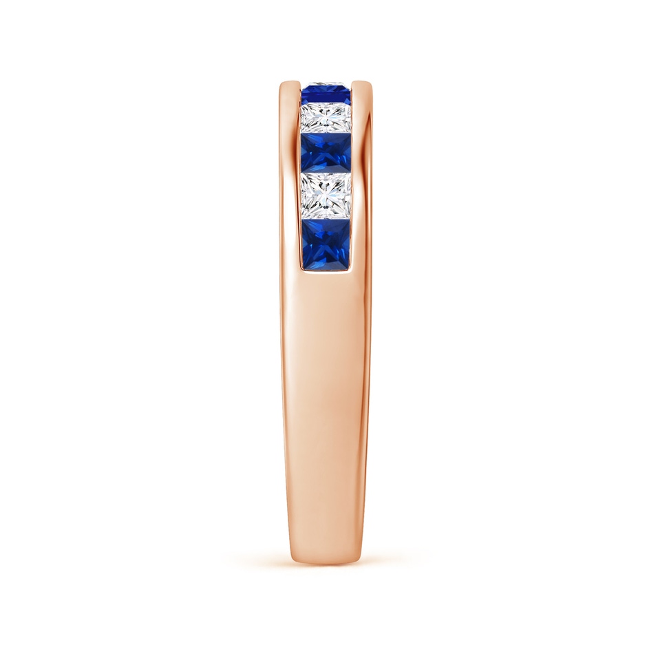 2.4mm AAAA Channel Square Sapphire and Diamond Half Eternity Ring in 18K Rose Gold side 299