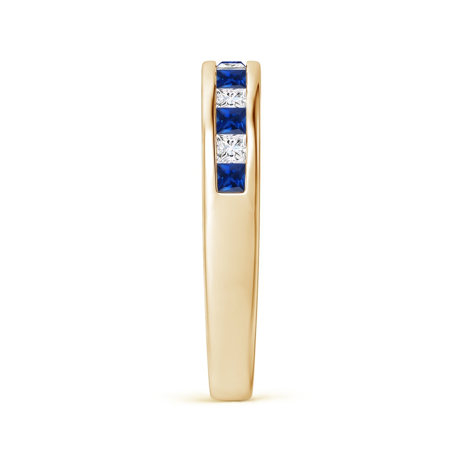 2mm AAAA Channel Square Sapphire and Diamond Half Eternity Ring in Yellow Gold side 599