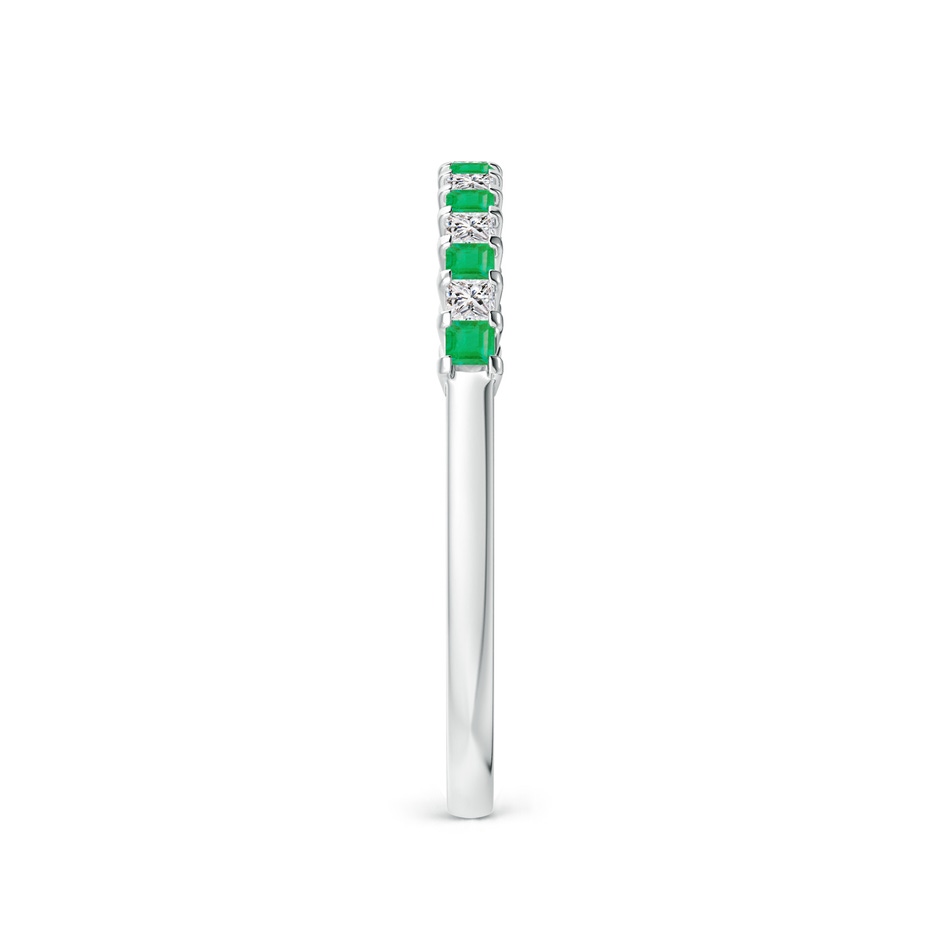 1.5mm A Square Emerald and Princess Diamond Semi Eternity Classic Wedding Ring in P950 Platinum side 299