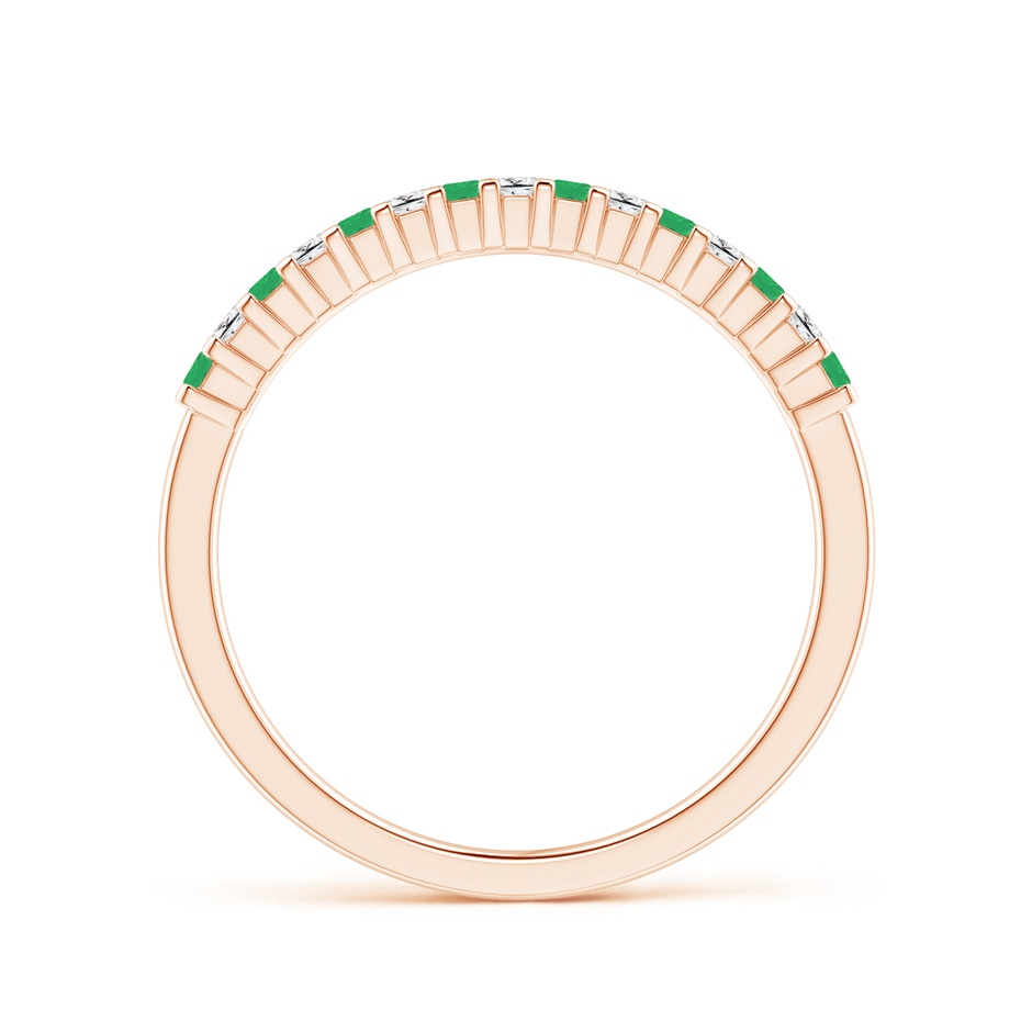 1.5mm A Square Emerald and Princess Diamond Semi Eternity Classic Wedding Ring in Rose Gold side 199