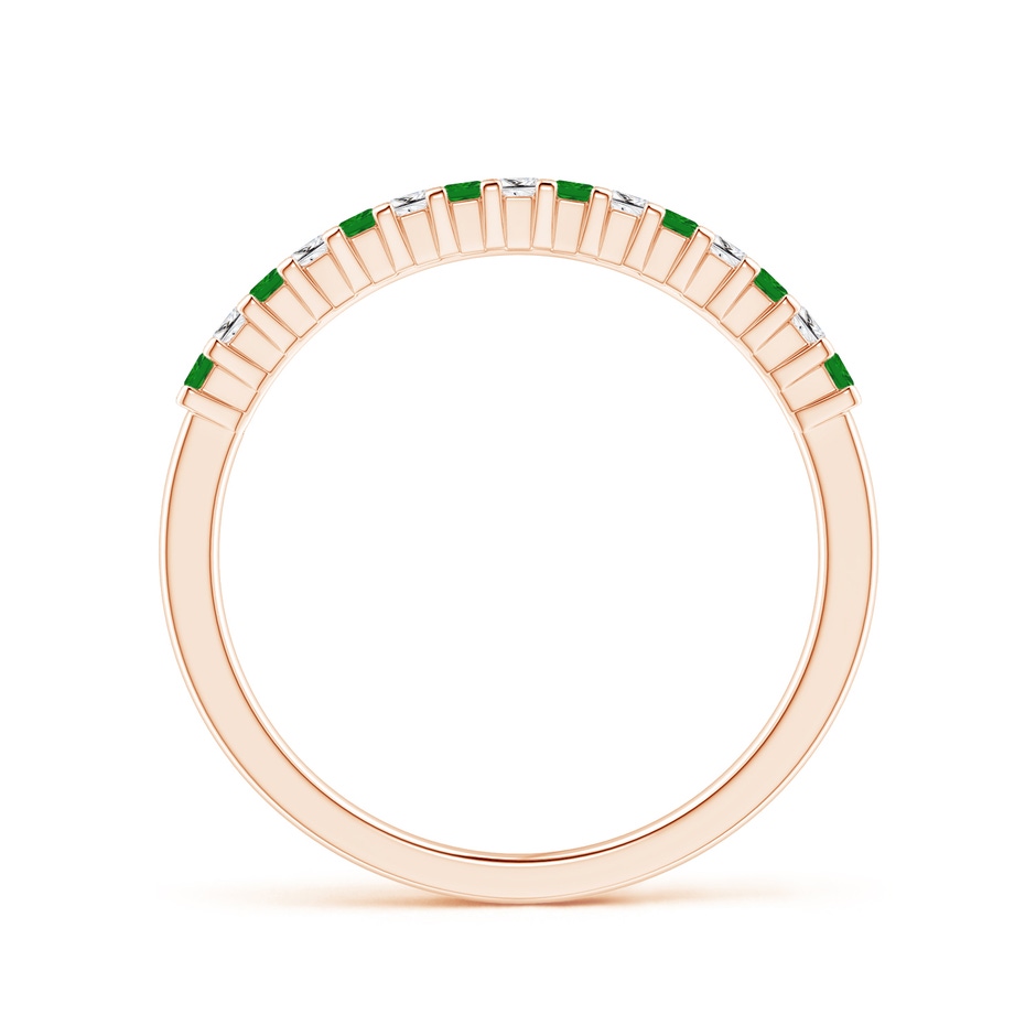 1.5mm AAA Square Emerald and Princess Diamond Semi Eternity Classic Wedding Ring in Rose Gold side 199
