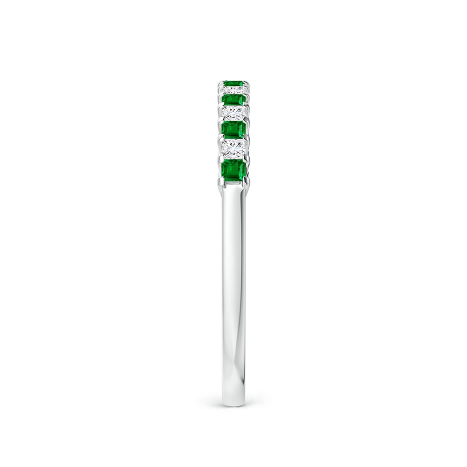 1.5mm AAAA Square Emerald and Princess Diamond Semi Eternity Classic Wedding Ring in White Gold side 299