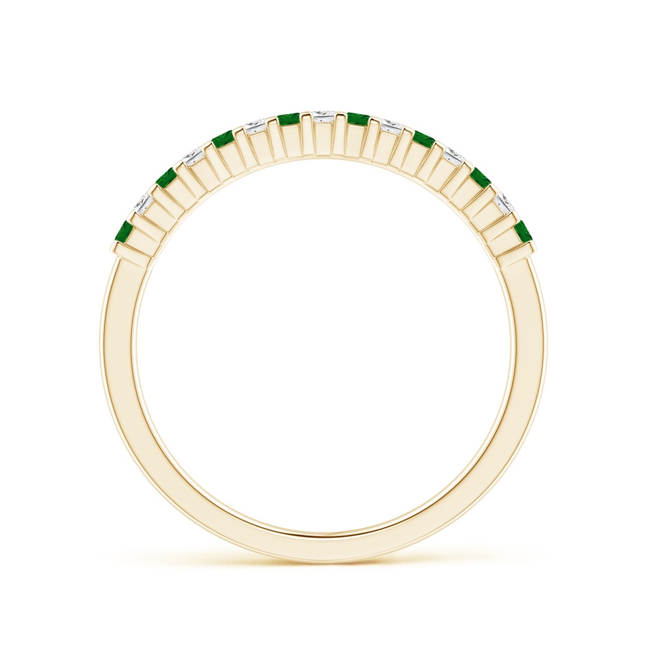 1.5mm AAAA Square Emerald and Princess Diamond Semi Eternity Classic Wedding Ring in Yellow Gold side 199