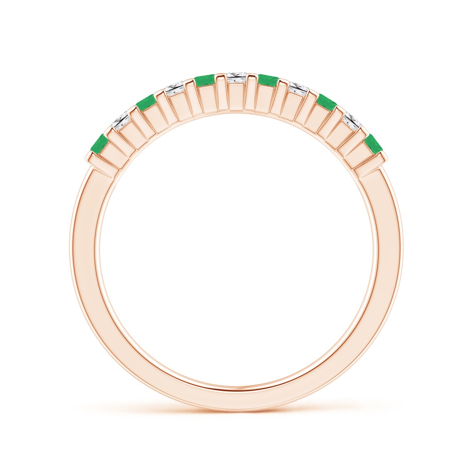 1.9mm A Square Emerald and Princess Diamond Semi Eternity Classic Wedding Ring in Rose Gold side 199