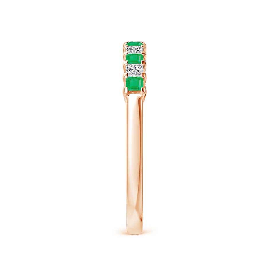 1.9mm A Square Emerald and Princess Diamond Semi Eternity Classic Wedding Ring in Rose Gold side 299