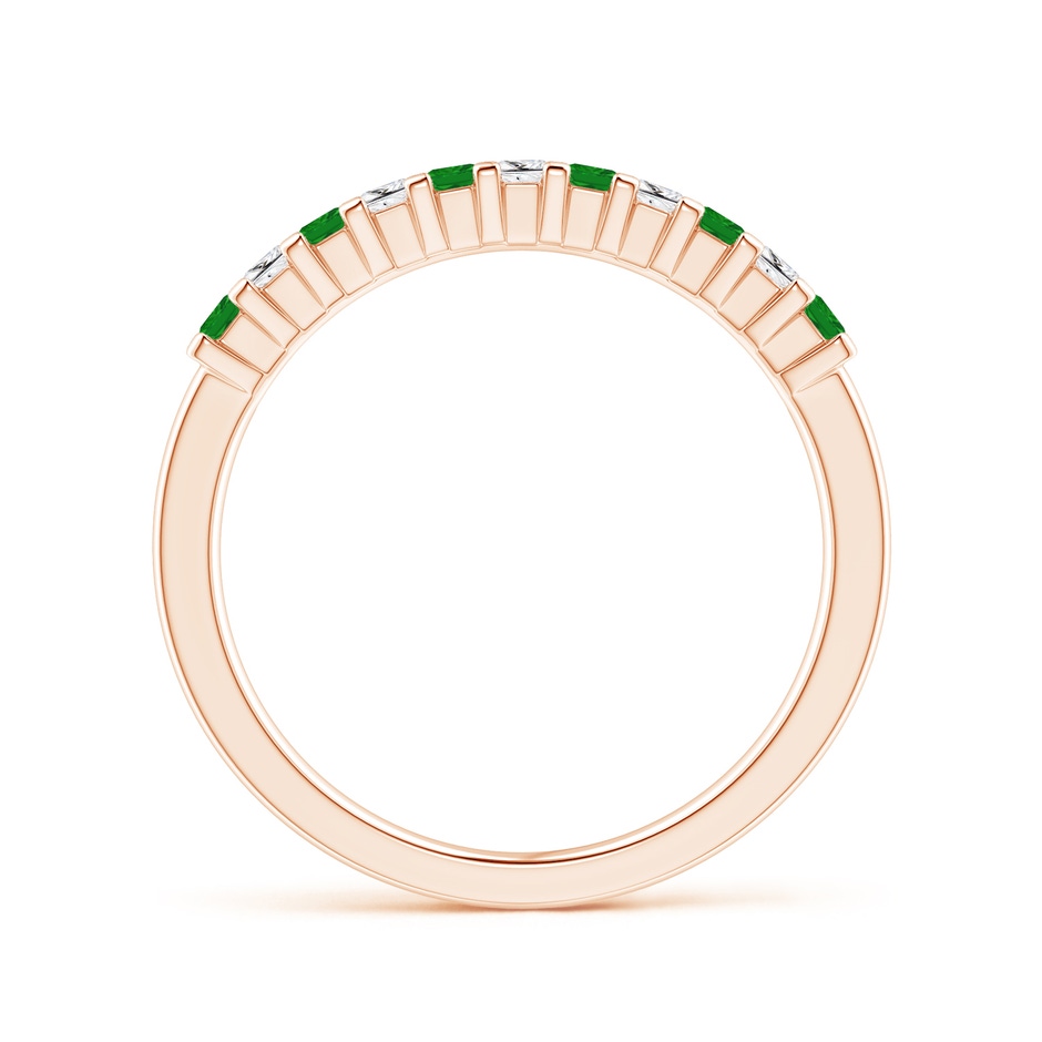 1.9mm AAA Square Emerald and Princess Diamond Semi Eternity Classic Wedding Ring in Rose Gold side 199