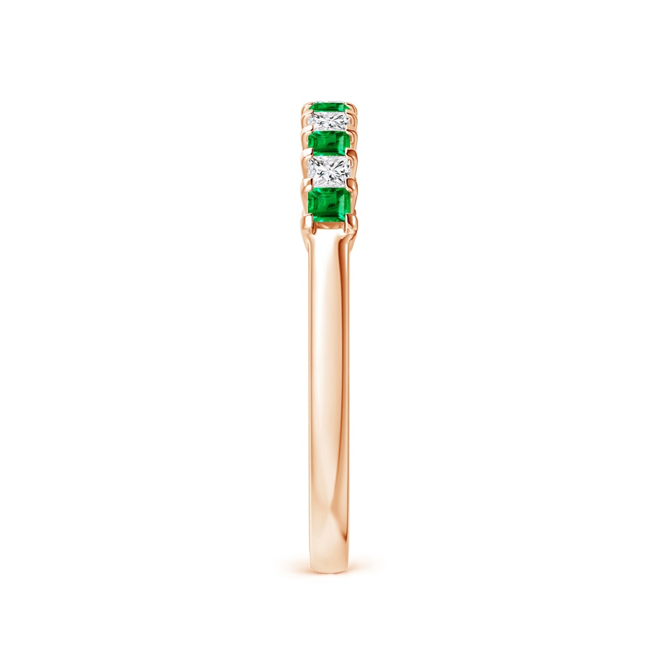 1.9mm AAA Square Emerald and Princess Diamond Semi Eternity Classic Wedding Ring in Rose Gold side 299