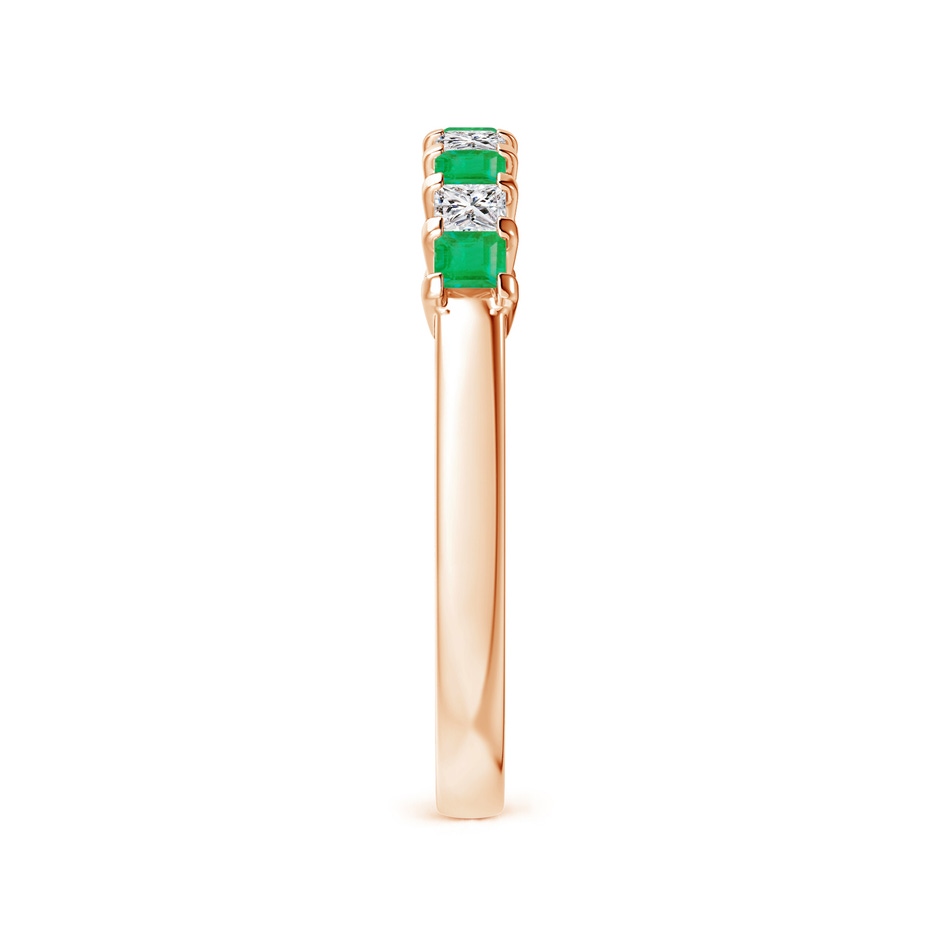 2.2mm A Square Emerald and Princess Diamond Semi Eternity Classic Wedding Ring in Rose Gold side 299