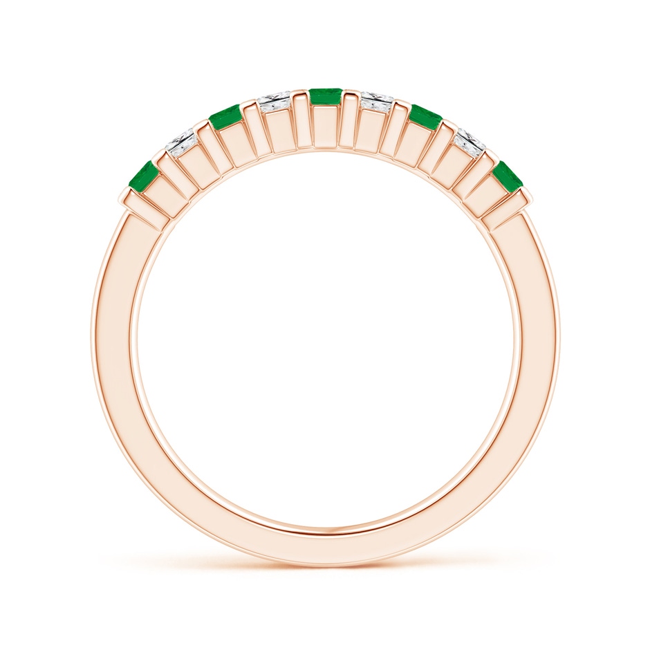 2.2mm AA Square Emerald and Princess Diamond Semi Eternity Classic Wedding Ring in Rose Gold side 199