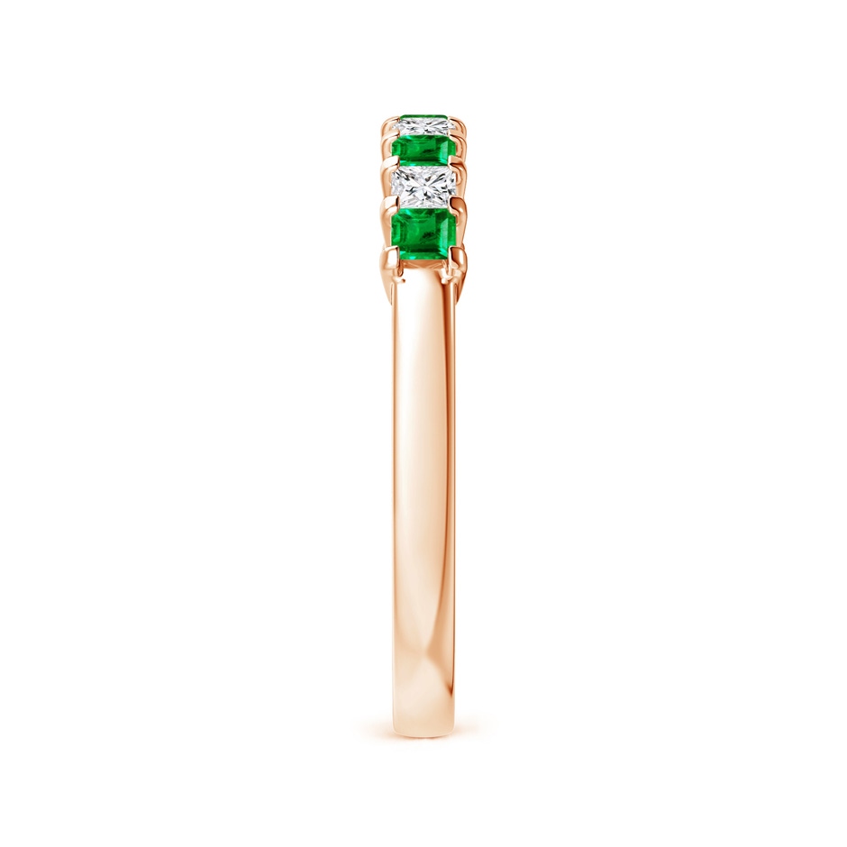 2.2mm AAA Square Emerald and Princess Diamond Semi Eternity Classic Wedding Ring in Rose Gold side 299