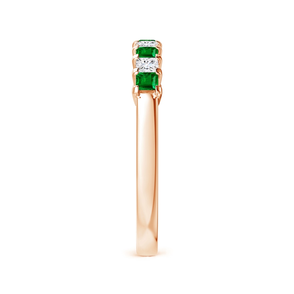 2.2mm AAAA Square Emerald and Princess Diamond Semi Eternity Classic Wedding Ring in Rose Gold side 299