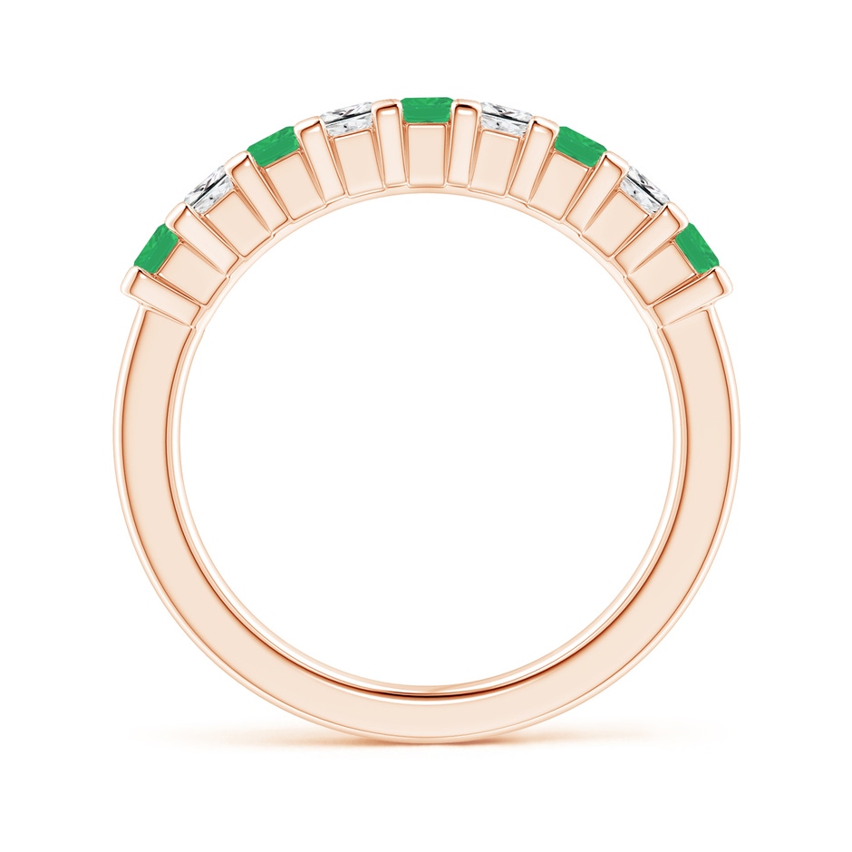 2.6mm A Square Emerald and Princess Diamond Semi Eternity Classic Wedding Ring in Rose Gold side 199