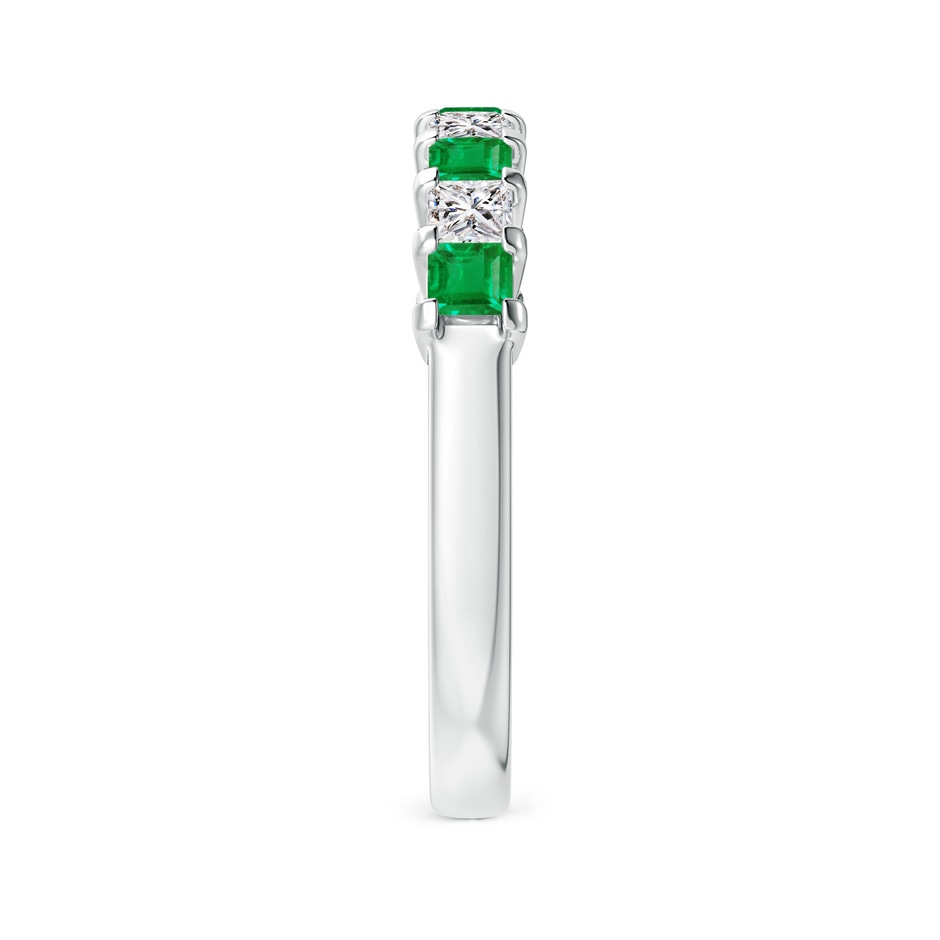 2.6mm AA Square Emerald and Princess Diamond Semi Eternity Classic Wedding Ring in P950 Platinum side 299