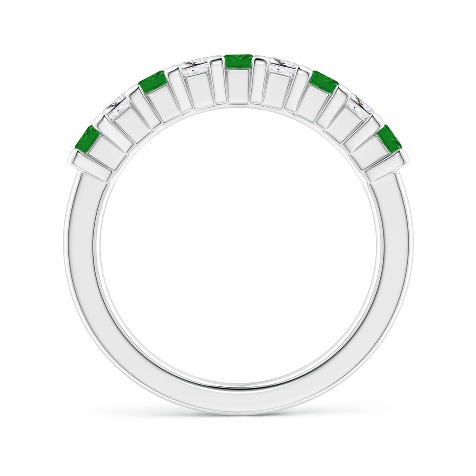 2.6mm AAA Square Emerald and Princess Diamond Semi Eternity Classic Wedding Ring in P950 Platinum side 199