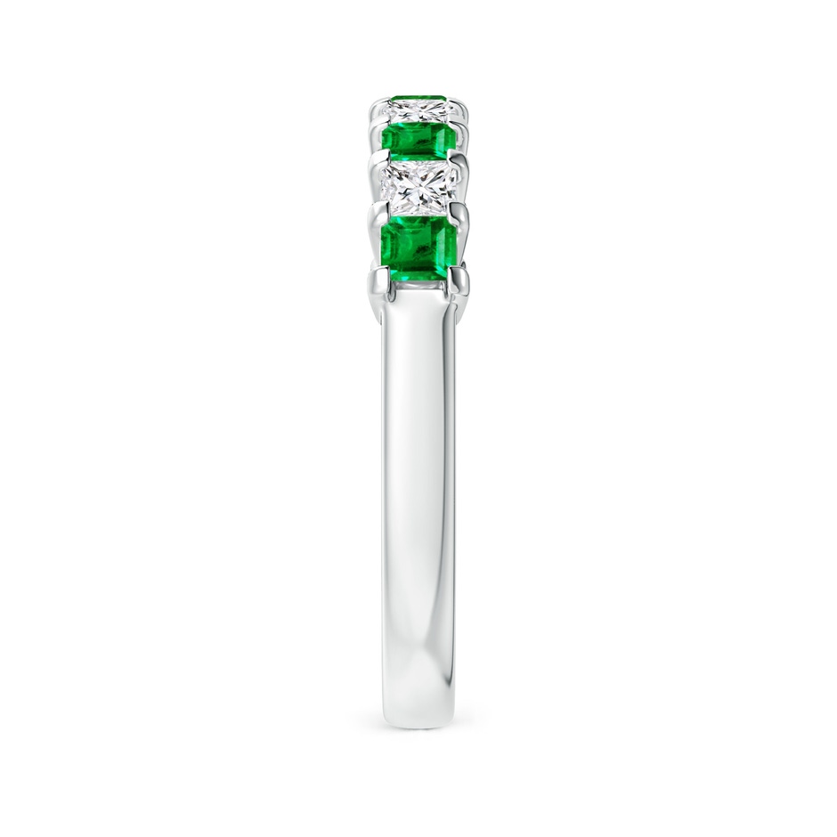 2.6mm AAA Square Emerald and Princess Diamond Semi Eternity Classic Wedding Ring in P950 Platinum side 299