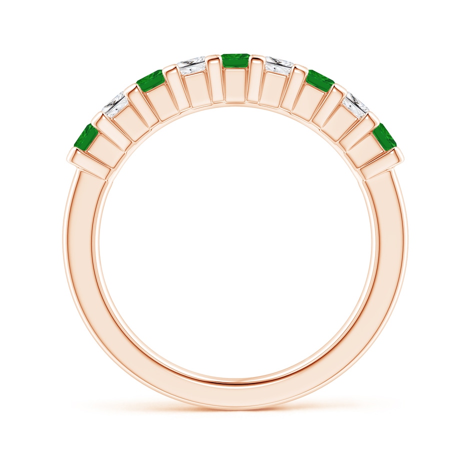 2.6mm AAA Square Emerald and Princess Diamond Semi Eternity Classic Wedding Ring in Rose Gold side 199