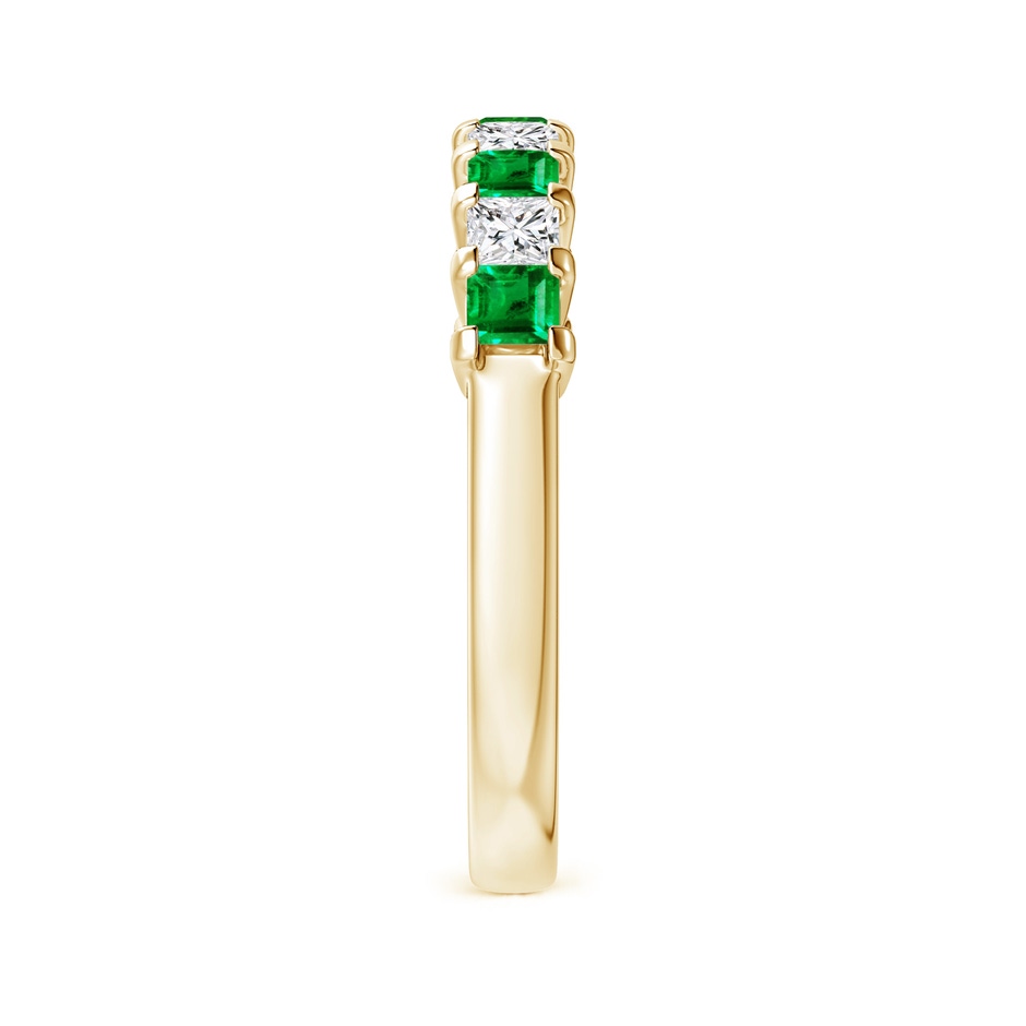 2.6mm AAA Square Emerald and Princess Diamond Semi Eternity Classic Wedding Ring in Yellow Gold side 299