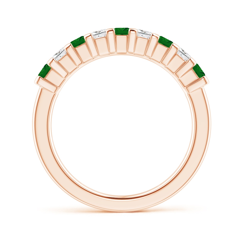 2.6mm AAAA Square Emerald and Princess Diamond Semi Eternity Classic Wedding Ring in Rose Gold side 199